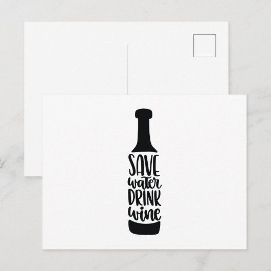 Save water Drink wine Postkarte (Vorne/Hinten)