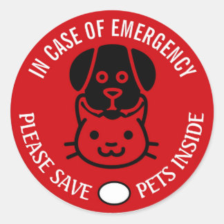 SAVE YOUR PET IN EMERGENCY! Alert First Responders Runder Aufkleber