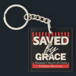 Saved by Grace Alamina Church of Christ key chain Schlüsselanhänger<br><div class="desc">"Saved by Grace" Keychain – Alameda Church of Christ Celebrate faith and strength with this inspiring "Saved by Grace" t-shirt, featuring 2 Corinthians 12:9: “My grace is sufficient for you, for my power is made perfect in weakness.” Perfect for members of Alameda Church of Christ or anyone wanting to share...</div>