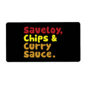 Saveloy, Chips & Curry Sauce. (Vorne)