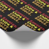 Saveloy, Chips & Curry Sauce. Geschenkpapier (Ecke)