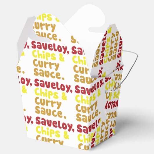 Saveloy, Chips & Curry Sauce. Geschenkschachtel (Geöffnet)