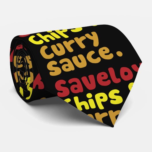Saveloy, Chips & Curry Sauce. Krawatte (Gerollt)