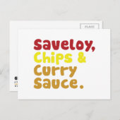 Saveloy, Chips & Curry Sauce. Postkarte (Vorne/Hinten)