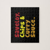 Saveloy, Chips & Curry Sauce. Puzzle (Vertikal)