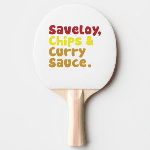 Saveloy, Chips & Curry Sauce. Tischtennis Schläger