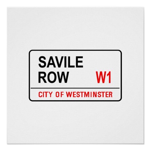 Savile Row Road Sign Poster (Vorderseite)
