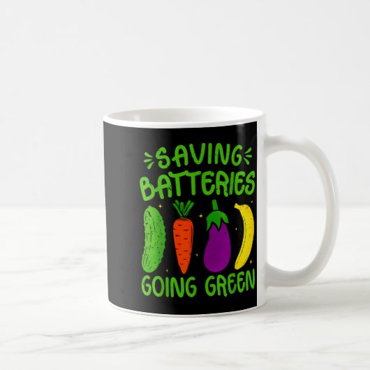 Saving Batteries Going Green Funny Inappropriate H Kaffeetasse (Rechts)