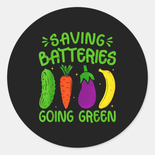 Saving Batteries Going Green Funny Inappropriate H Runder Aufkleber (Vorderseite)