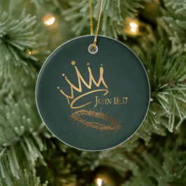 SAVIOR KING Elegante Grün/Gold Weihnachten Keramik Ornament