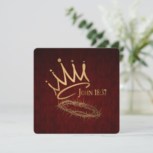 SAVIOR KING Elegante Rot/Gold Christliche Weihnach Karte (Stehend Vorderseite)
