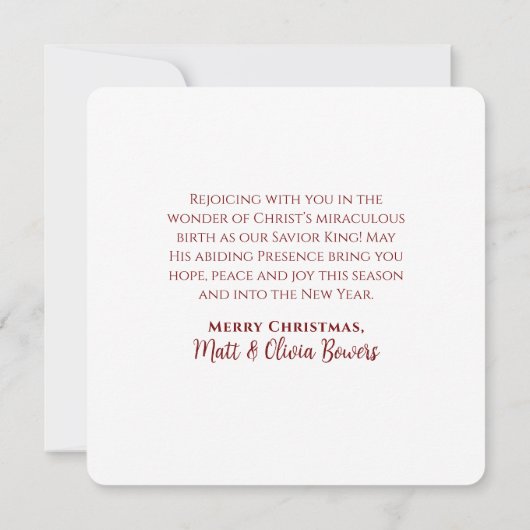 SAVIOR KING Elegante Rot/Gold Christliche Weihnach Karte (Rückseite)