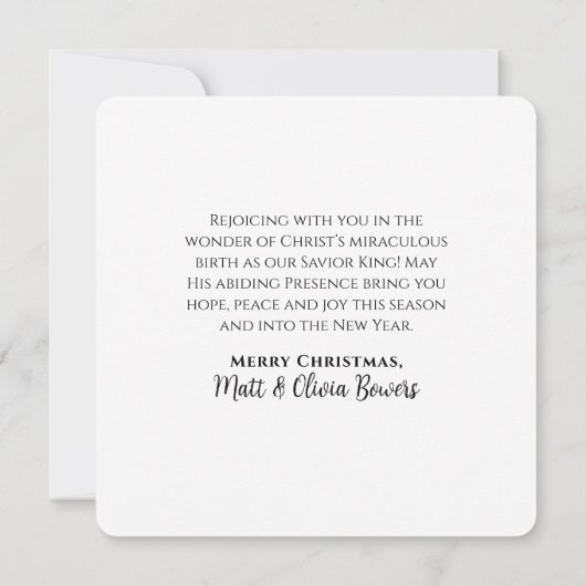 SAVIOR KING Elegantes Schwarzes Christliches Weihn Karte (Rückseite)