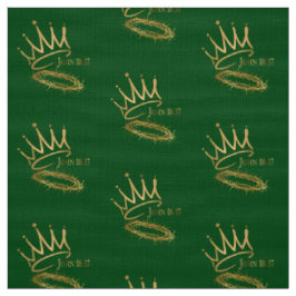 SAVIOR KING JESUS Green/Gold Crown Muster Stoff