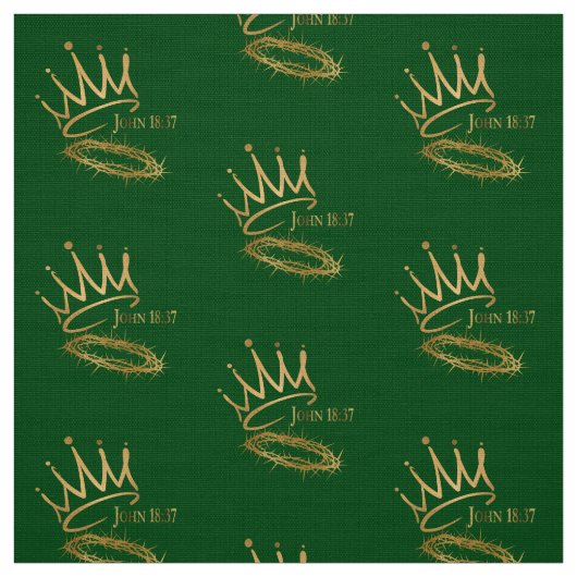 SAVIOR KING JESUS Green/Gold Crown Muster Stoff (Muster)