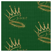 SAVIOR KING JESUS Green/Gold Crown Muster Stoff (Nahaufnahme)