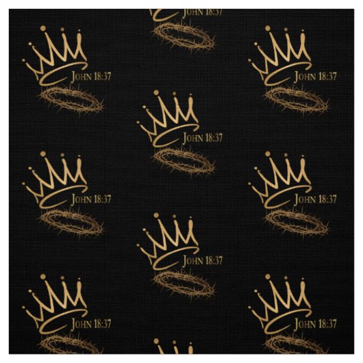 SAVIOR KING JESUS Schwarz/Gold Kronen-Muster Stoff (Muster)