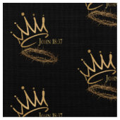 SAVIOR KING JESUS Schwarz/Gold Kronen-Muster Stoff (Nahaufnahme)