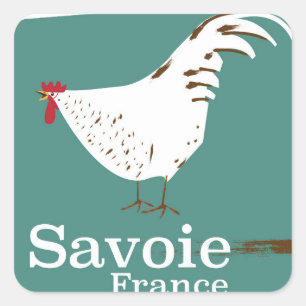 Savoie France Cockerel Reiseplakat Quadratischer Aufkleber