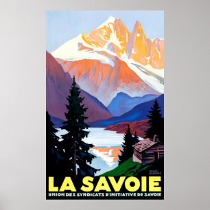 Savoie, Französische Alpen, Berge, Vintage - Reise Poster