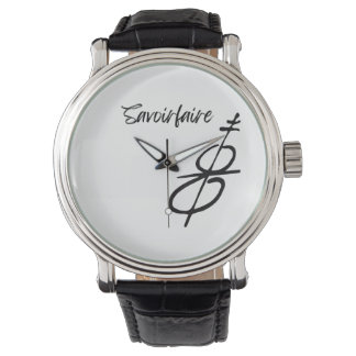 SavoirFaire Herren Vintage Schwarz Lederarmbanduhr Armbanduhr