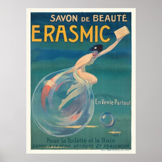 Savon De Beauté Erasmic France Vintage Poster 1912 (Vorne)