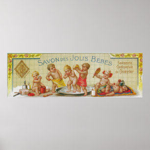 Savon Des Jolis Bebes Soap LabelParis, Frankreich Poster