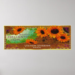 Savon Helianthis D or Soap LabelParis, Frankreich Poster
