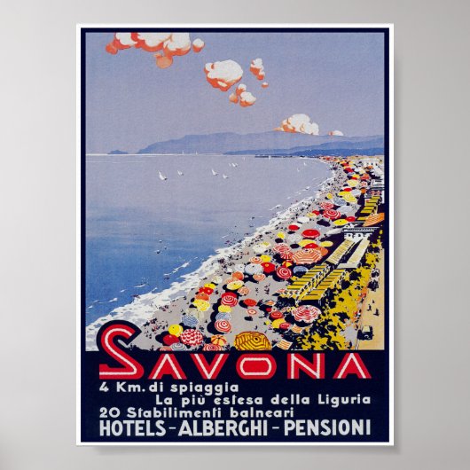 Savona Italy Vintage Travel Poster (Vorne)