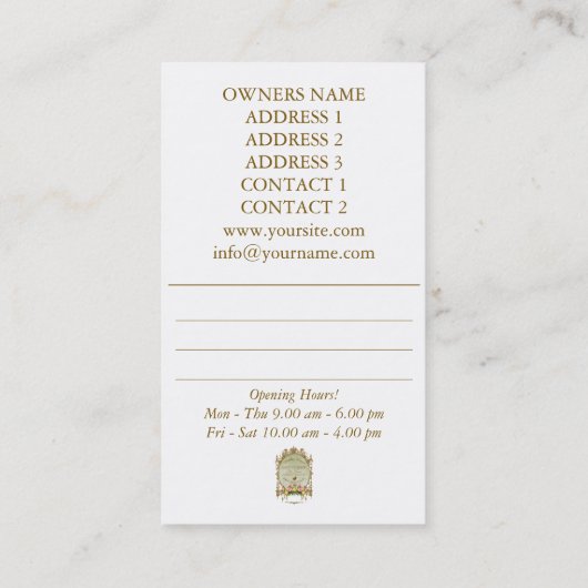 SAVONNERIE ~ Visitenkarte (Rückseite)