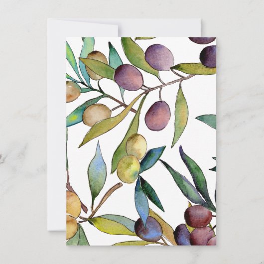 Savory Olives Toskana Wasserfarbe Save the Date Einladung (Rückseite)