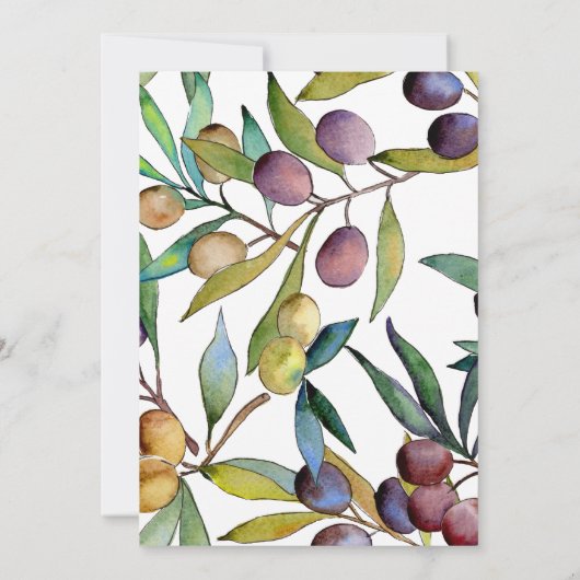 Savory Olives Toskanisches Brautparty Wasserfarbe Einladung (Rückseite)
