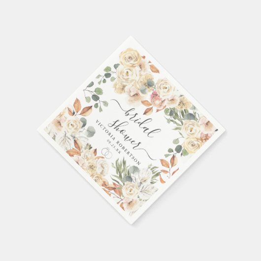 Savory Rustic Floral Brautparty Personalisiert Serviette (Ecke)