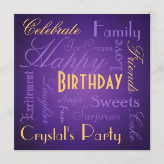 Savvy Art Geburtstags-Party-lila Einladung