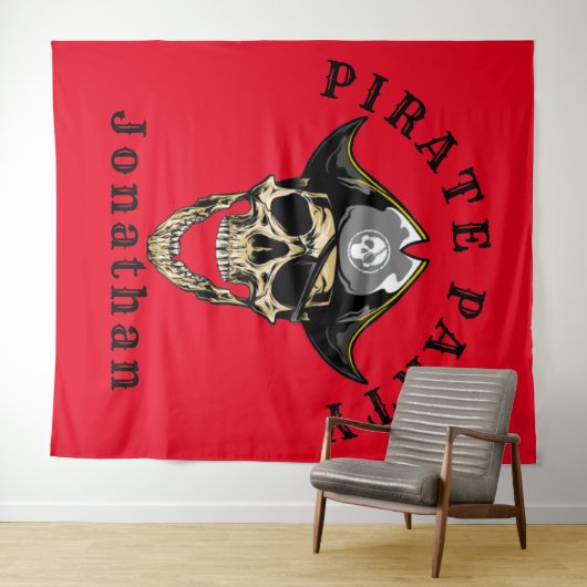 Savvy Pirate Skull Ghost Wandteppich (Beispiel (Horizontal))