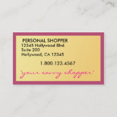 Savvy Shopper Personal Shopper Business Card 2 Visitenkarte (Rückseite)