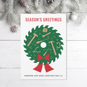 Saw Blade Wreath Construction Company Feiertagskarte