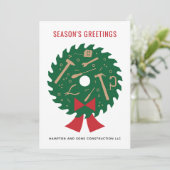 Saw Blade Wreath Construction Company Feiertagskarte (Stehend Vorderseite)