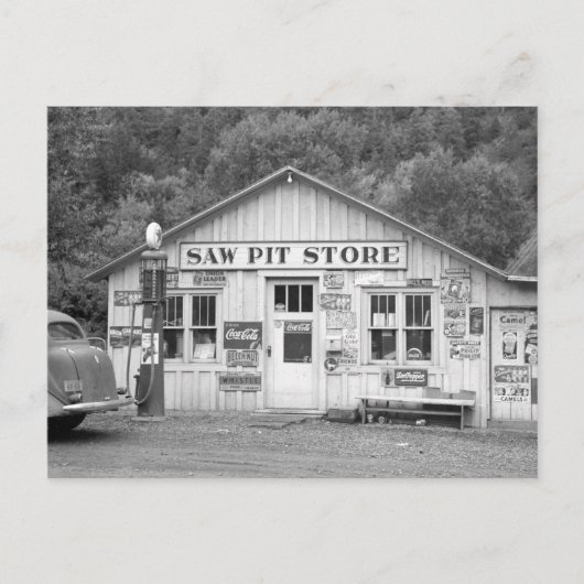 Saw Pit Store, 1940 Postkarte (Vorderseite)