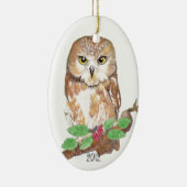 Saw Whelt Owl Weihnachtszeit nach Maß Keramikornament (Rechts)