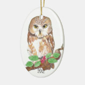 Saw Whelt Owl Weihnachtszeit nach Maß Keramikornament (Links)