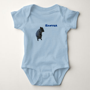 Sawyer Name @ Australian Quokka, Baby Bodysuit Strampler