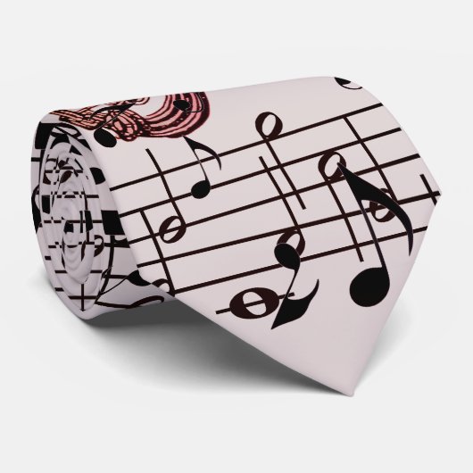 Sax And Music Notes Pattern Krawatte (Gerollt)