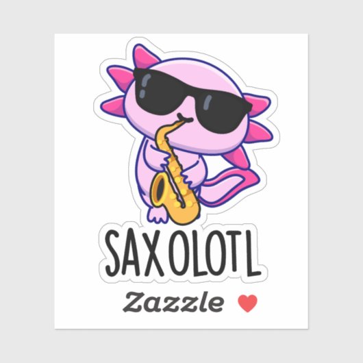 Sax-olotl Funny Saxophone Puns Aufkleber (Blatt)