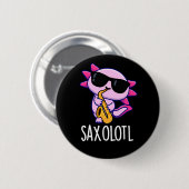Sax-olotl Funny Saxophone Puns Dark BG Button (Vorne & Hinten)