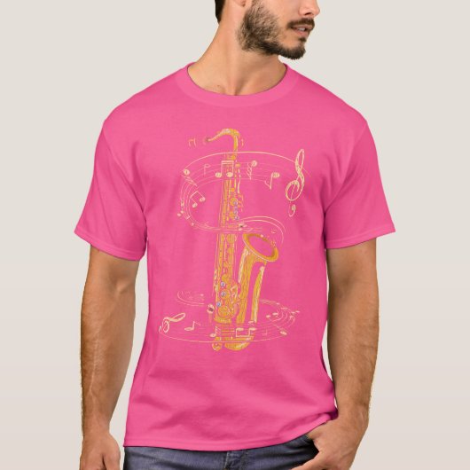 Sax Player Saxophonist Musiknotens Treble Clef Sax T-Shirt (Vorderseite)
