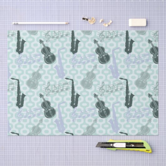 Sax- und Violinenmuster Seidenpapier (Handwerk)
