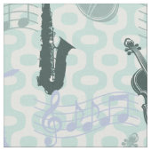 Sax- und Violinenmuster Stoff (Nahaufnahme)