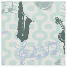 Sax- und Violinenmuster Stoff