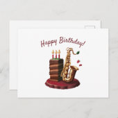 Saxaphone Chocolate Birthday Cake Postkarte (Vorne/Hinten)
